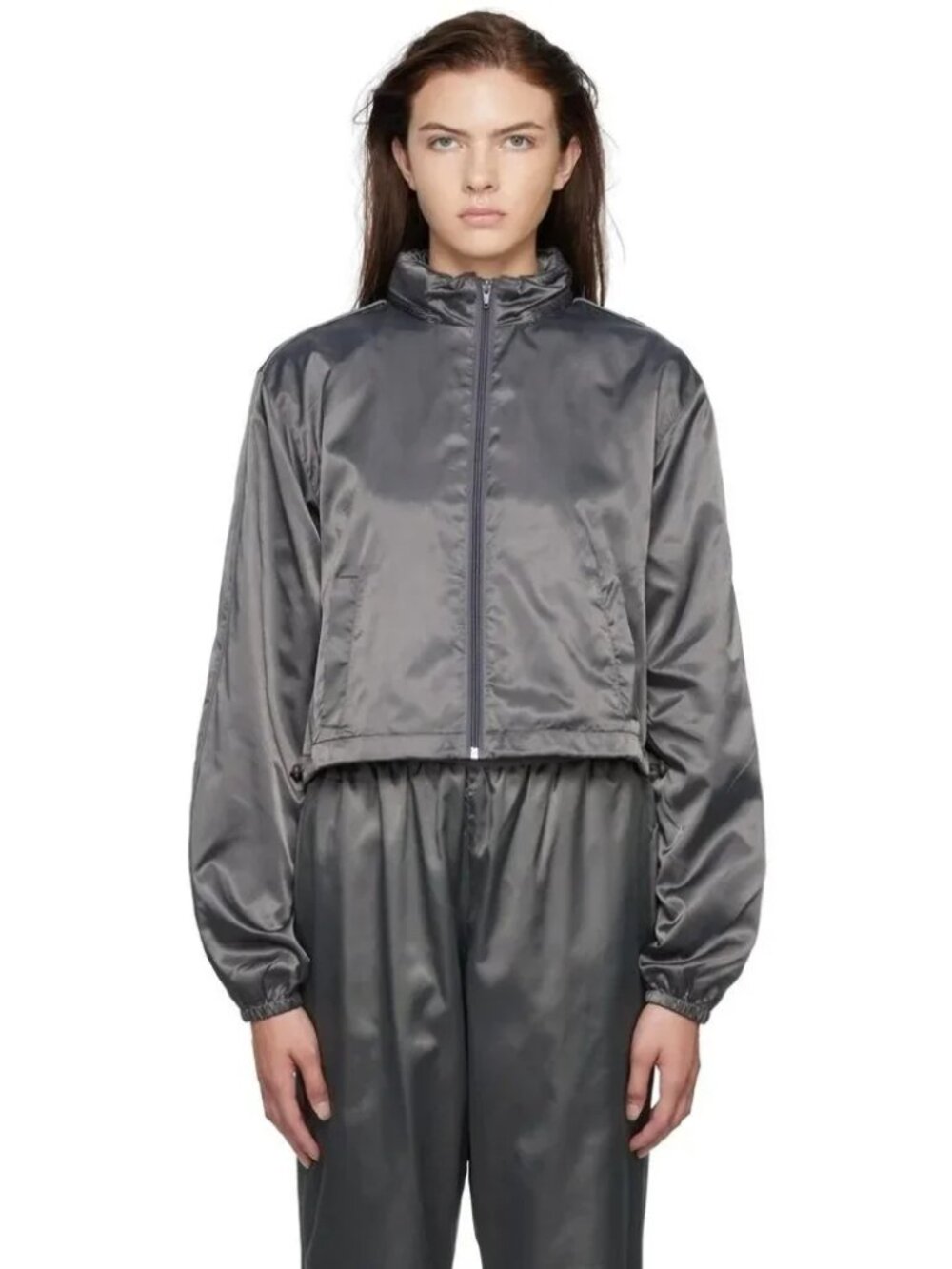 Skims Utility Sport Zip Up Jacket in Gunmetal